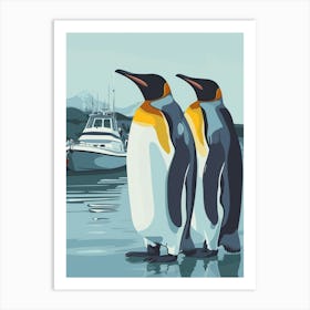 Emperor Penguin Paradise Harbor Minimalist Illustration 3 Art Print