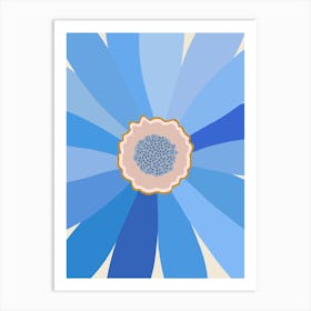 Blue Daisy Floral 1 Art Print