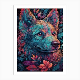 Psychedelic Wolf 1 Art Print