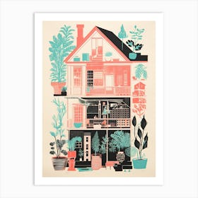 A House In Charleston, Abstract Risograph Style 1 Art Print