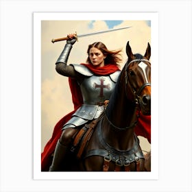 Jean D´Arc On Horse - Portrait Art Print