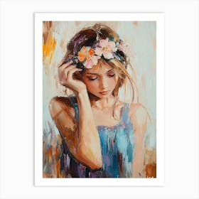 Girl With Flowers 2 Art Print