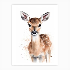 Baby Deer Watercolour Nursery 5 Art Print