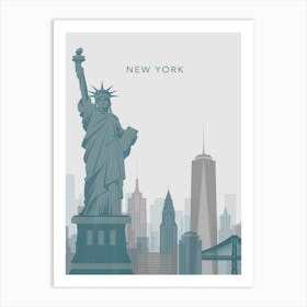 Blue And Grey New York Skyline Art Print