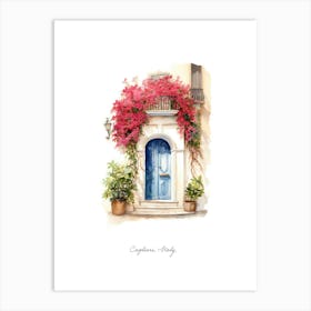 Cagliari, Italy   Mediterranean Doors Watercolour Painting 3 Poster Art Print