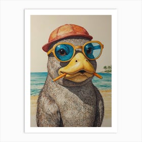 Penguin On The Beach 2 Art Print