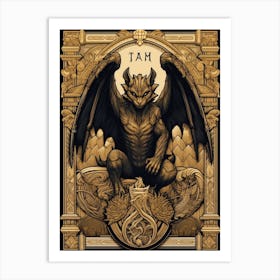  Gargoyle Tarot Card Black & Gold 6 Art Print