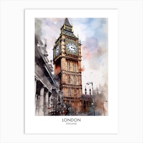 London 1 Watercolour Travel Poster Art Print