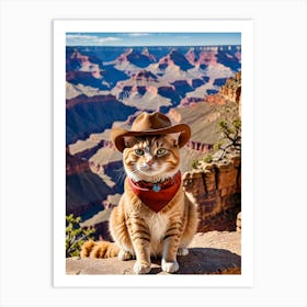 Clawed Around the World Iconic Selfies Grand Canyon Cat Art Print