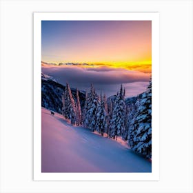 Wengen, Switzerland Sunrise Skiing Poster Art Print