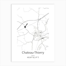 Chateau Thierry,France Minimalist Map Art Print