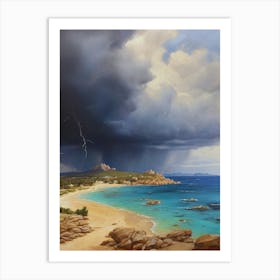 Lightning Over The Beach.10 Art Print