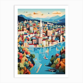 Zurich, Switzerland, Geometric Illustration 3 Art Print