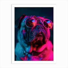 Beautiful Dog Under Neon Lights 20 Art Print