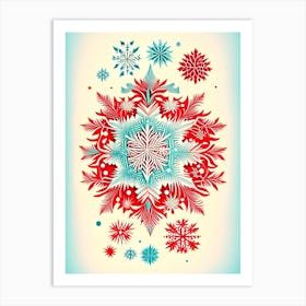 Intricate, Snowflakes, Vintage Sketch 1 Art Print
