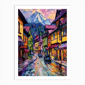 Leavenworth Washington Pointillism 2 Art Print