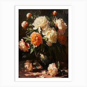 Baroque Floral Still Life Peony 2 Art Print