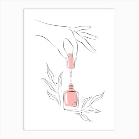 Hand Holding A Bottle Of Nail Polish Art Print