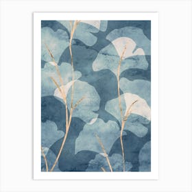 Ginko Cyanotype Vertical Art Print