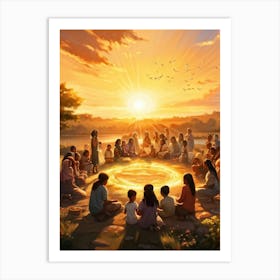 A Digital Painting Showcasing Various Community Members And Local Services Gathered In An Uplifting (7) Art Print