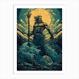  An Illustration Of The Greek God Poseidon 8 Art Print