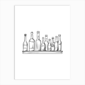 Liquor Bottles On A Shelf. Bar. Beer.  Art Print