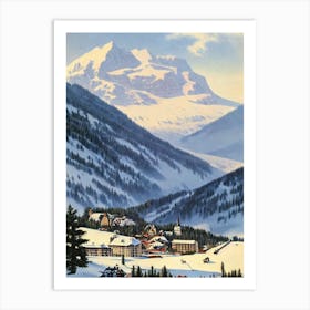 Engelberg, Switzerland Ski Resort Vintage Landscape 3 Skiing Poster Art Print