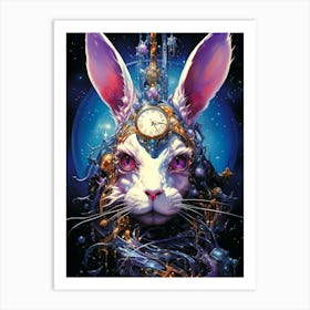 Rabbit In A Clock Art Print