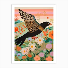 Maximalist Bird Painting Blackbird 3 Art Print