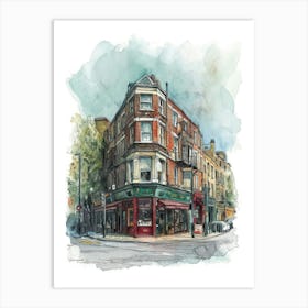 Hammersmith London Borough   Street Watercolour 2 Art Print