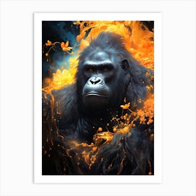 Gorilla In Flames Art Print