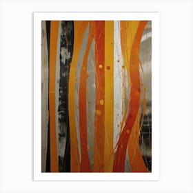 Orange And Black Abstract Painting Art Print