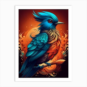 Bird With Blue Feathers Art Print