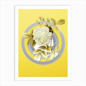 Botanical Rosa Indica in Gray and Yellow Gradient n.020 Art Print