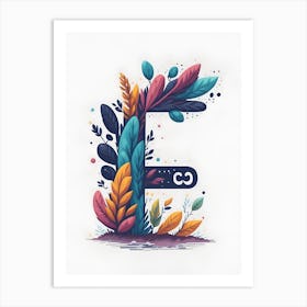 Colorful Letter F Illustration 25 Art Print