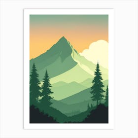 Misty Mountains Vertical Composition In Green Tone 143 Art Print