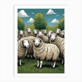 Sheep In A Field Art Print