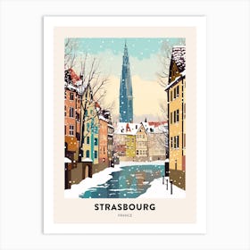 Vintage Winter Travel Poster Strasbourg France 2 Art Print