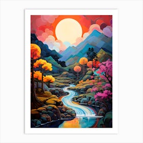 "Riverside Radiance: Sunset's Serene Symphony" Art Print