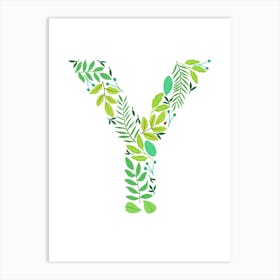 Leafy Letter Y Art Print