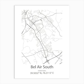 Bel Air North,United States Minimalist Map Poster