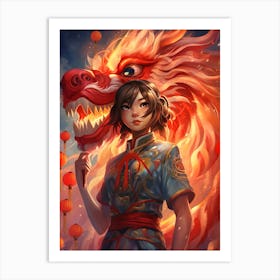 Chinese New Year Dragon Illustration 7 Art Print