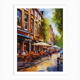 The city of Amsterdam, Netherlands, streets, cafes, passing by, the beauty of summer, oil colors..35 Art Print