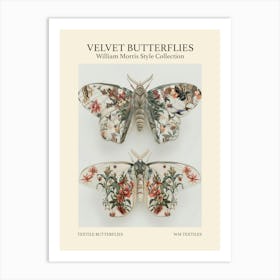 Velvet Butterflies Collection Textile Butterflies William Morris Style 7 Art Print