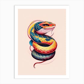 Copperhead Snake Tattoo Style Art Print
