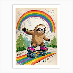 Rainbow Sloth Art Print