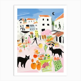 The Food Market In Ibiza 1 Illustration Art Print