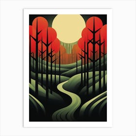 Forest Abstract Minimalist 6 Art Print