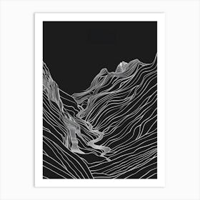 Y Garn Mountain Line Drawing 4 Art Print