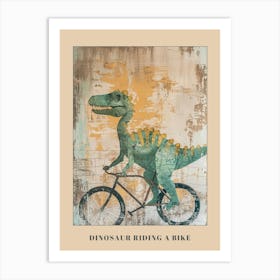 Grafitti Style Pastel Painting Dinosaur Riding A Bike 1 Poster Art Print